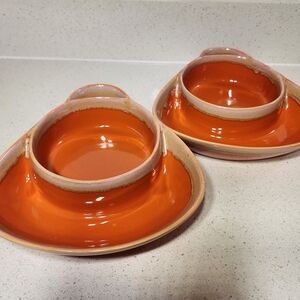 Set Of 2 New With Tags Orange Ceramic Soup Bowls